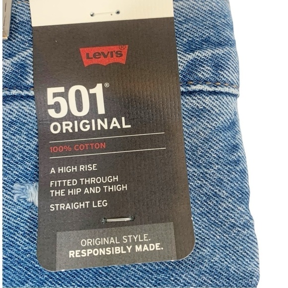 Levi's 501 Distressed High Waist Straight Leg Jeans Size 32 NWT - Picture 8 of 9